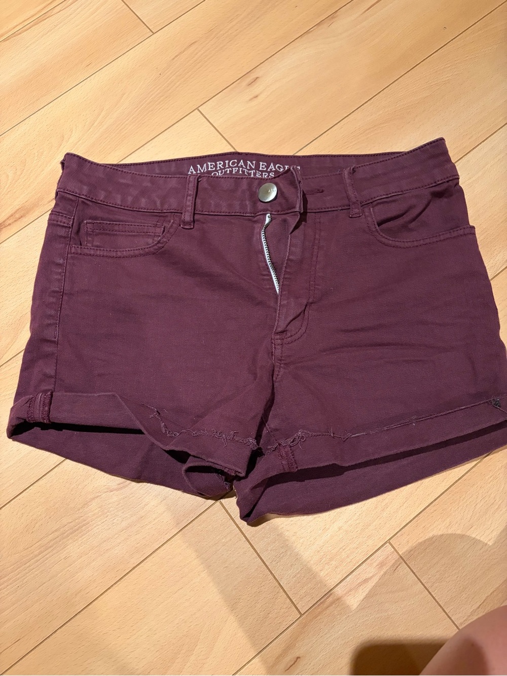 American Eagle Outfitters Plum Denim Cuffed Shorts